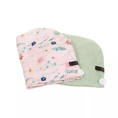 Danielle Painted Floral Hair Towel Turban Duo Pack