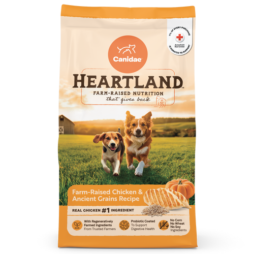 Canidae Heartland Farm-Raised Chicken & Ancient Grains Recipe is thoughtfully made to support strong, active, healthy dogs.