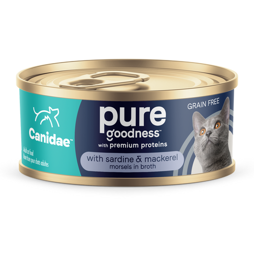 PURE Wet, High-Protein Cat Food: Sardine and Mackerel in Broth - Case of 24