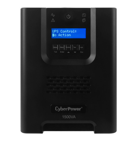 CyberPower PR1500LCD 1500VA 1500W line-interactive tower UPS with LCD display, front view