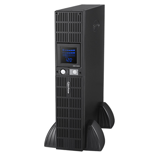 CyberPower OR1500LCDRT2U 1500VA 900W line-interactive 2U rack/tower UPS, front view with LCD display