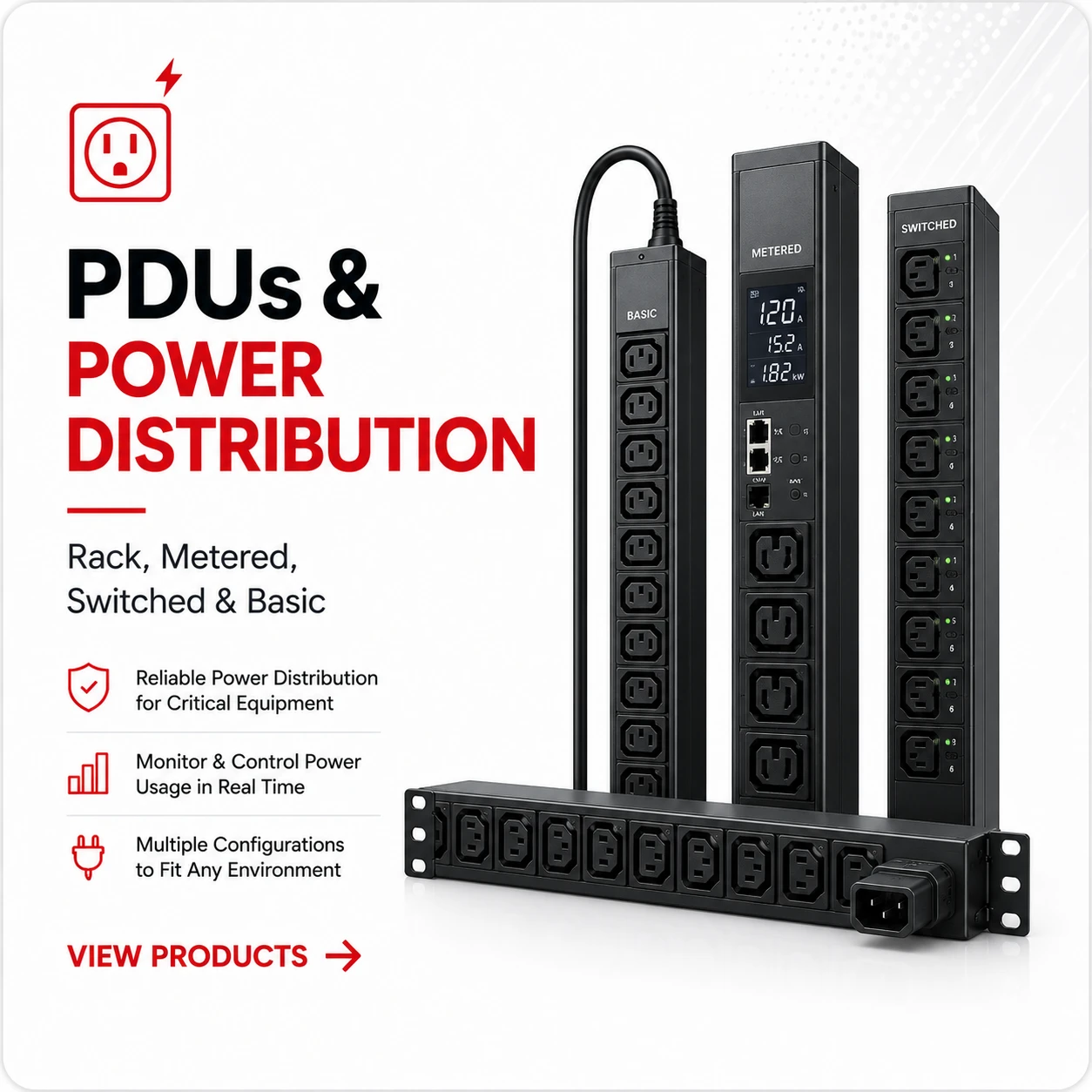 PDUs and Power Distribution - Rack, Metered, Switched and Basic PDUs