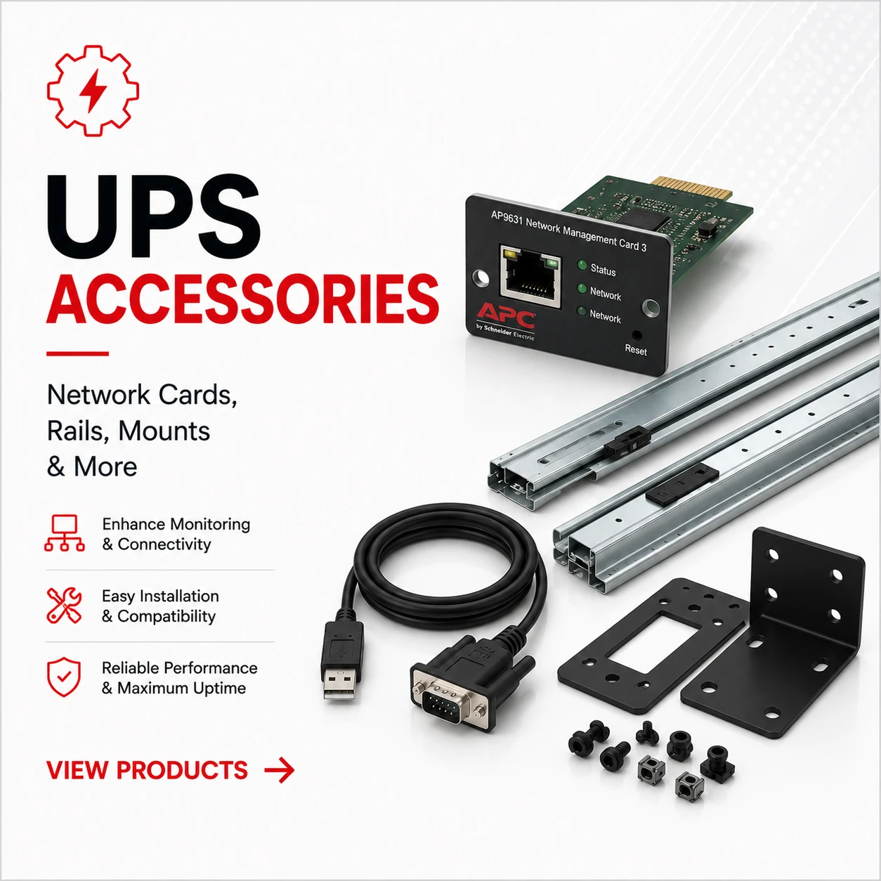 UPS Accessories, Network Cards, Rails and Mounts
