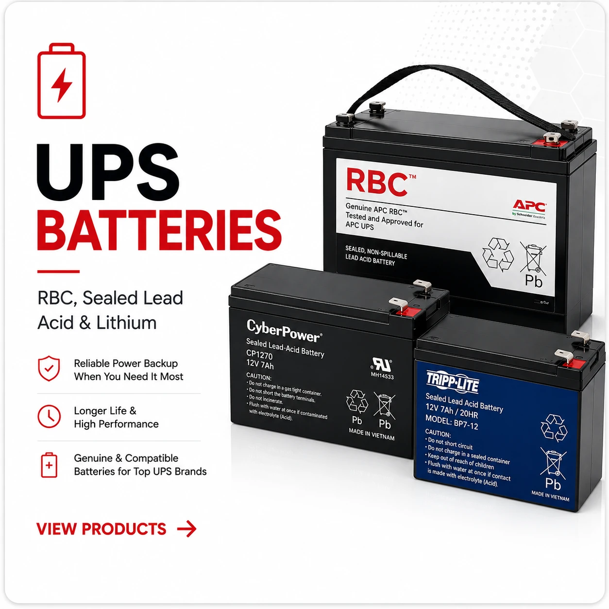UPS Batteries - RBC, Sealed Lead Acid and Lithium Batteries