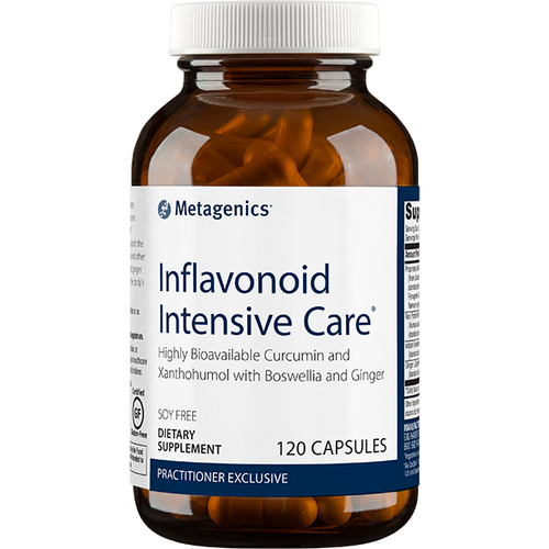 Inflavinoid Intensive Care is a nutritional supplement featuring the ingredients CurQufen Â® (curcumin and fenugreek) and XNT ProMatrixÂ® (xanthohumol). These unique and highly bioavailable substances, along with Boswellia and ginger, may help support oxidative stress response and lower overall inflammation.*