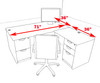 4pc L Shaped Modern Executive Office Desk, #OT-SUL-L7