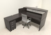 3pc Modern Contemporary L Shaped Glass Reception Desk Set, #RO-ABD-R6