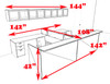 12pc 12' Feet U Shaped Glass Counter Reception Desk Set, #CH-AMB-R25