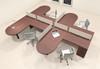 Four Person L Shaped Modern Divider Office Workstation Desk Set, #CH-AMB-SP21