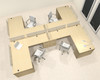 Four Person L Shaped Modern Divider Office Workstation Desk Set, #CH-AMB-SP50