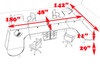 Four Person L Shaped Modern Divider Office Workstation Desk Set, #CH-AMB-SP56