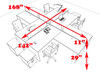 Four Persons L Shaped Office Divider Workstation Desk Set, #CH-AMB-FP50