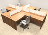 Four Person L Shaped Divider Office Workstation Desk Set, #OT-SUL-FP29