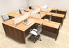 Six Person L Shaped Divider Office Workstation Desk Set, #OT-SUL-FP33