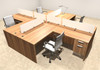 Four Person L Shaped Divider Office Workstation Desk Set, #OT-SUL-FP41