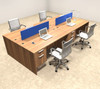 Four Person Modern Blue Divider Office Workstation Desk Set, #OT-SUL-FPB17