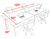 Four Person Modern Blue Divider Office Workstation Desk Set, #OT-SUL-FPB19