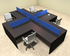 Four Person Blue Divider Office Workstation Desk Set, #OT-SUL-FPB32