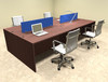 Four Person Modern Blue Divider Office Workstation Desk Set, #OT-SUL-FPB6