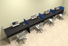 Four Person Blue Divider Office Workstation Desk Set, #OT-SUL-SPB12