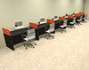 Six Person Orange Divider Office Workstation Desk Set, #OT-SUL-SPO20