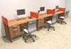 Three Person Orange Divider Office Workstation Desk Set, #OT-SUL-SPO25