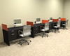 Four Person Orange Divider Office Workstation Desk Set, #OT-SUL-SPO32