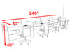 Four Person Orange Divider Office Workstation Desk Set, #OT-SUL-SPO32