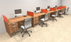 Five Person Orange Divider Office Workstation Desk Set, #OT-SUL-SPO33