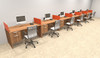 Six Person Orange Divider Office Workstation Desk Set, #OT-SUL-SPO37