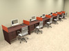 Six Person Orange Divider Office Workstation Desk Set, #OT-SUL-SPO38