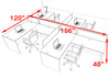 Four Person Orange Divider Office Workstation Desk Set, #OT-SUL-SPO48