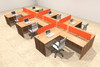 Six Person Orange Divider Office Workstation Desk Set, #OT-SUL-SPO49
