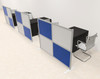 Three Person Workstation w/Acrylic Aluminum Privacy Panel, #OT-SUL-HPB24