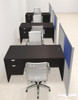 Three Person Workstation w/Acrylic Aluminum Privacy Panel, #OT-SUL-HPB60