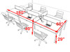 Six Persons Modern Acrylic Divider Workstation, #MT-FIV-FP15