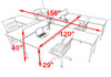 Four Persons L Shaped Modern Acrylic Divider Workstation, #MT-FIV-FP48