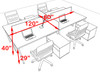 Four Persons Modern Acrylic Divider Workstation, #MT-FIV-FP77