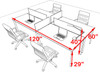 Four Persons Modern Acrylic Divider Workstation, #MT-FIV-FP8