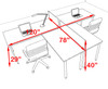 Two Persons L Shaped Modern Acrylic Divider Workstation, #MT-FIV-SP73