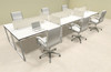 Six Person Modern Acrylic Divider Office Workstation, #AL-OPN-FP13
