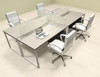 Four Person Modern Acrylic Divider Office Workstation, #AL-OPN-FP26