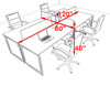 Four Person Modern Acrylic Divider Office Workstation, #AL-OPN-FP26