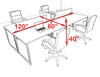 Four Person Modern Acrylic Divider Office Workstation, #AL-OPN-FP7