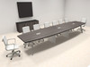 Modern Boat shaped 16' Feet Metal Leg Conference Table, #OF-CON-CV35