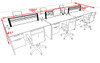Six Person Modern Aluminum Organizer Divider Office Workstation, #OT-SUL-FPW24