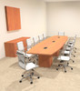 Modern Boat Shaped Cube Leg 14' Feet Conference Table, #OF-CON-CQ33