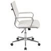 Mid-Back White Ribbed Upholstered Leather Conference Chair , #FF-0169-14