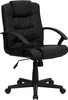 Mid-Back Black Leather Office Chair , #FF-0179-14
