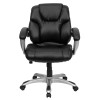Mid-Back Black Leather Office Task Chair , #FF-0195-14